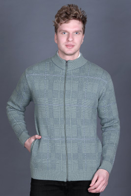 GODFREY Checkered Round Neck Casual Men Green Sweater