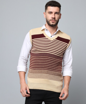NYSINE Striped V Neck Casual Men Multicolor Sweater