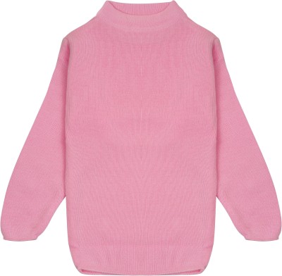 clapkids Solid Round Neck Casual Boys & Girls Pink Sweater