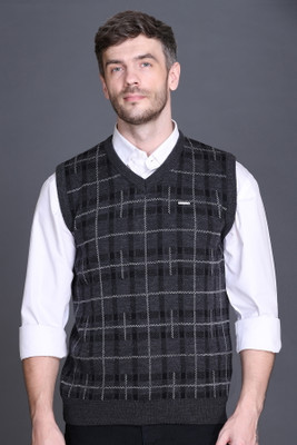 GODFREY Checkered V Neck Casual Men Multicolor Sweater