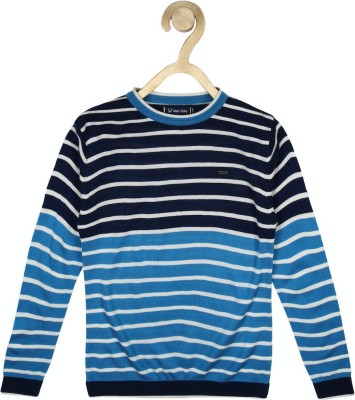 Allen Solly Striped Crew Neck Casual Boys Blue Sweater