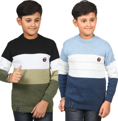 BADOS Colorblock Round Neck Casual Boys Multicolor Sweater