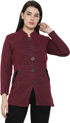 chatanya Solid V Neck Party Women Purple Sweater