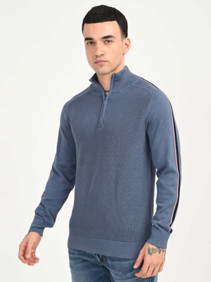 LEVI'S Self Design High Neck Casual Men Blue Sweater