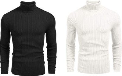 FASHLOOK Striped High Neck Casual Men Multicolor Sweater
