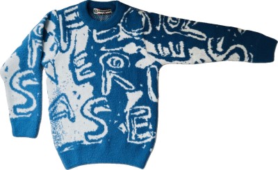 JOEYKID Woven Round Neck Casual Boys & Girls Blue, White Sweater