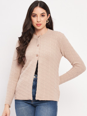 DUKE Self Design Round Neck Casual Women Beige Sweater