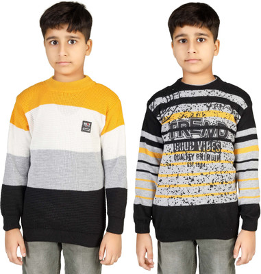 BADOS Colorblock, Striped Round Neck Casual Boys Multicolor Sweater