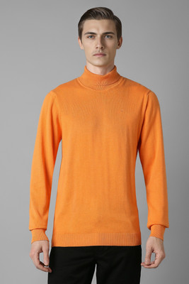 LOUIS PHILIPPE Solid Turtle Neck Casual Men Orange Sweater