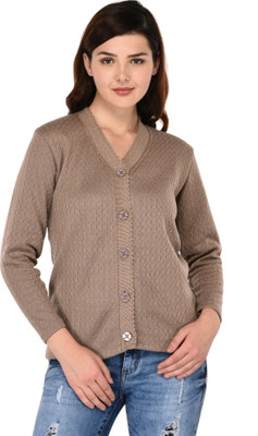 SatSun Solid V Neck Formal Women Pink Sweater