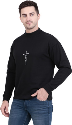 Kavya Retail Solid Round Neck Casual Men Black Sweater