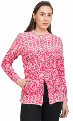 HITTIKA Graphic Print Round Neck Casual Women Pink Sweater