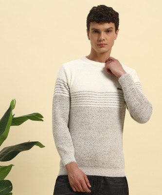KILVESTED Striped, Self Design Round Neck Casual Men Multicolor Sweater