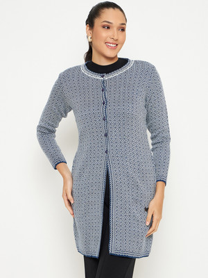 DUKE Self Design Round Neck Casual Women Blue Sweater