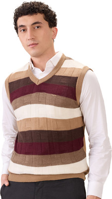 COLORPLUS Woven V Neck Casual Men Multicolor Sweater