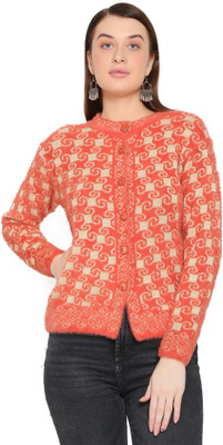 HITTIKA Self Design Round Neck Casual Women Red Sweater