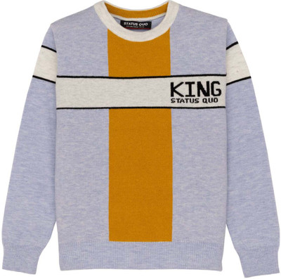 Status Quo Colorblock Round Neck Casual Boys Blue Sweater