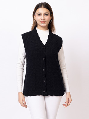 TWENTY ME Solid V Neck Casual Women Black Sweater