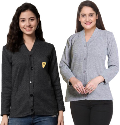 Shunit creation Solid Round Neck Casual Women Grey Sweater