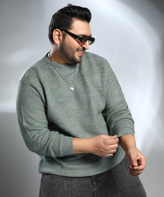 Instafab Plus Solid Turtle Neck Casual Men Green Sweater