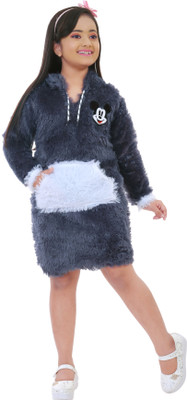 ARIYANGARMENTS Colorblock Hooded Neck Casual Girls Grey Sweater