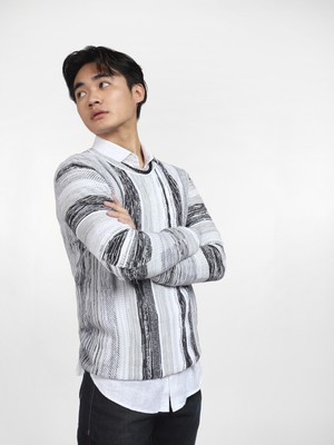 JACK & JONES Self Design Crew Neck Casual Men White Sweater