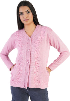 Life and style Woven V Neck Casual Women Pink Sweater