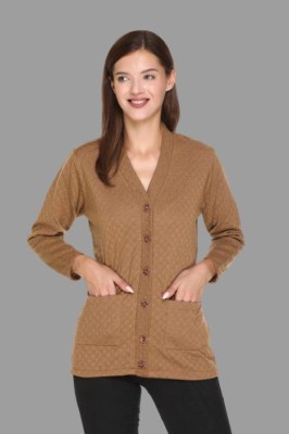 jorden4u Woven V Neck Casual Women Beige Sweater