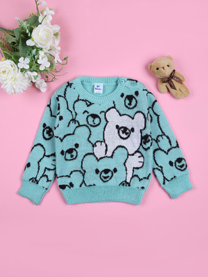 V-MART Printed Round Neck Casual Baby Boys Green Sweater