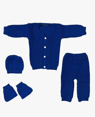 Avikpihu Woven V Neck Casual Baby Boys & Baby Girls Blue Sweater