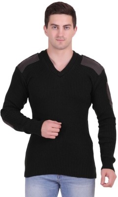 ONEBIT Self Design V Neck Formal Men Green Sweater