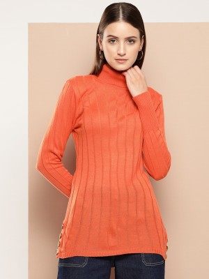 CHEMISTRY Paisley Turtle Neck Casual Women Orange Sweater