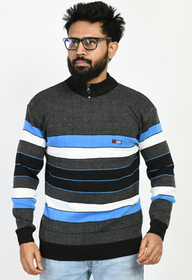 WoolCraft Striped Round Neck Casual Men Multicolor Sweater