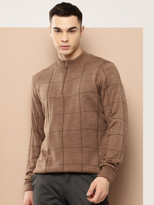 INVICTUS Self Design High Neck Casual Men Brown Sweater