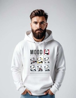 ZYLUTE Printed Hooded Neck Casual Men White Sweater