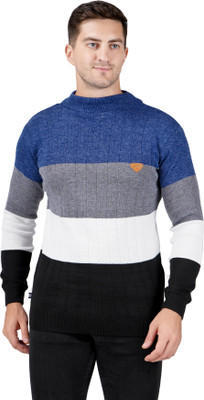 LUFEEP Striped Round Neck Casual Men Multicolor Sweater