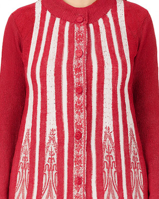 Life and style Striped, Self Design Round Neck Casual Women Pink Sweater