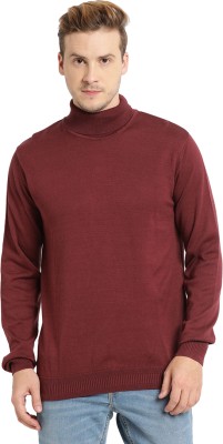 INDIAN TERRAIN Solid Turtle Neck Casual Men Red Sweater