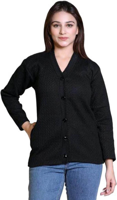 zalya Self Design V Neck Casual Women Brown Sweater