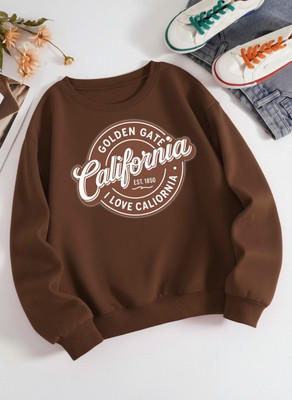 MAJESTIC FASHION Solid Round Neck Casual Women Brown Sweater