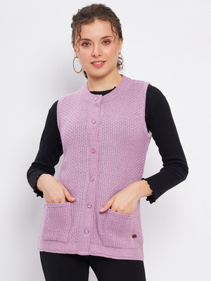 DUKE Solid Round Neck Casual Women Purple Sweater