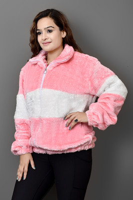 LookBeautifull Solid Collared Neck Casual Women Pink Sweater