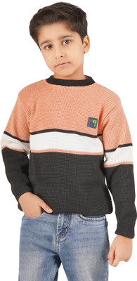 BADOS Colorblock Round Neck Casual Boys Multicolor Sweater