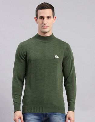 MONTE CARLO Solid High Neck Casual Men Green Sweater