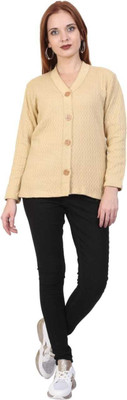 A to Z Solid Crew Neck Formal Women Beige Sweater