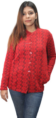 Hautemoda Solid Round Neck Casual Women Red Sweater