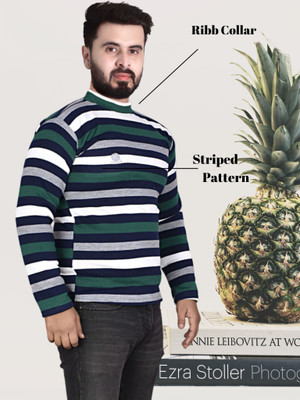 Marc Luarente Striped Round Neck Casual Men Multicolor Sweater