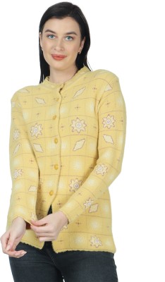 chatanya Graphic Print Round Neck Casual Women Yellow Sweater