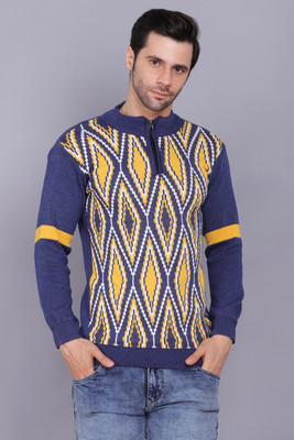 AXOLOTL Woven Round Neck Casual Men Multicolor Sweater