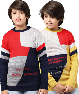 Trendy World Colorblock Round Neck Casual Boys & Girls Multicolor Sweater